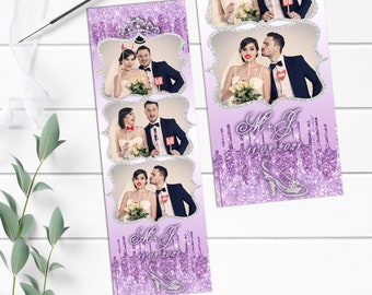 Lavendel glitter Cinderella Photo Booth-sjabloon 2 x 6 (digitale download)