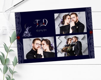 Blauwe en rode gotische Photo Booth-sjabloon 4x6