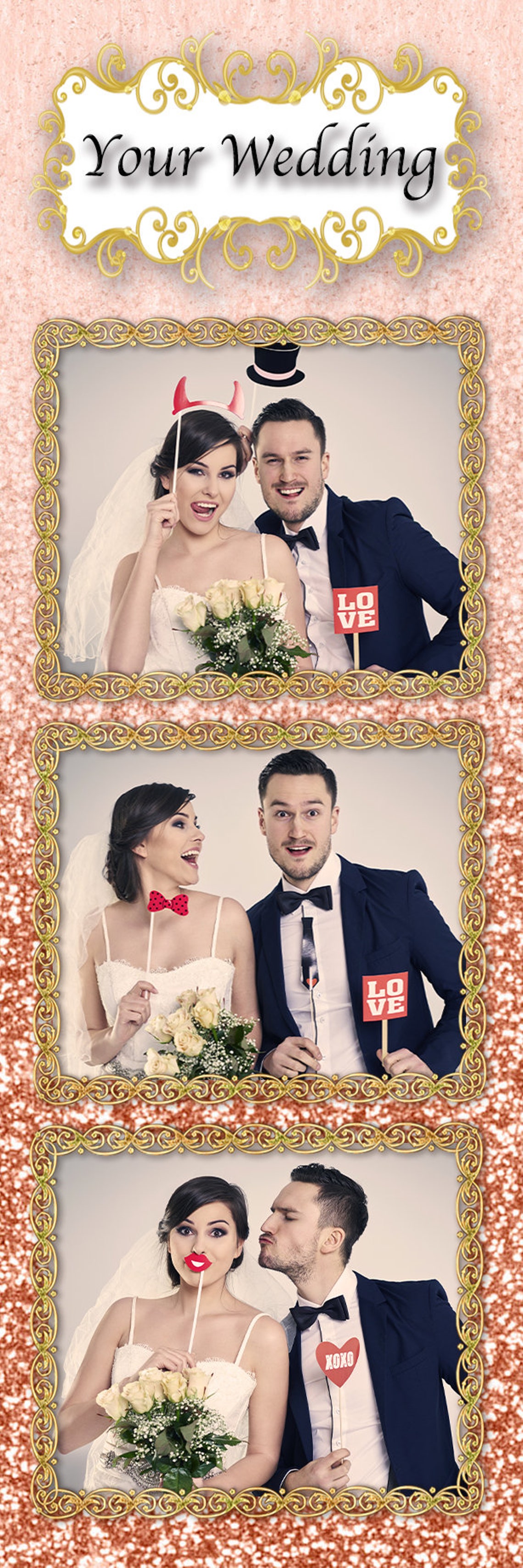Rose Gold Photo Booth Template 2x6 Etsy
