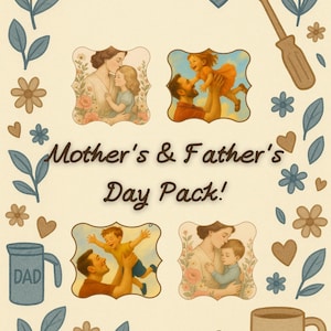 Paquete digital para el Día del Padre y de la Madre: Marcapáginas, Invitaciones, Fondos de pantalla, Frases, Fondos para PC y Móvil, Listas de regalos imprimibles, Cartas para mamá y papá