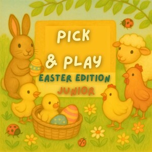 Pick & Play Osterspiel für Kleinkinder Druckbare Bildkarten Anleitung Aktivität für Kindersprache Geschichtenerzählen Spaß im Alter von 2 bis 5 Jahren Entzückende Illustration