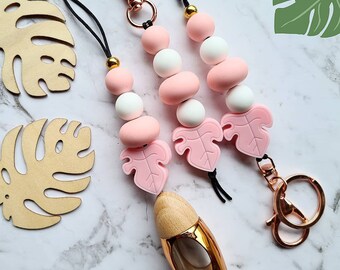 Colección Monstera Rosa / Llavero / Cordón / Difusor de coche