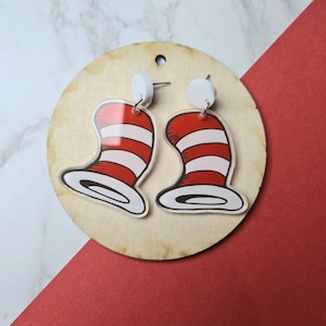 Dr. Seuss - Katze Mit Den Hut Anhängern | Buch-Woche Ohrringe