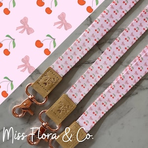 Fabric Lanyard - Bows and Cherries
