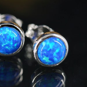 925 silver blue OPAL stud earrings 925 silver OPAL stud earrings image 3