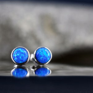 925 silver blue OPAL stud earrings 925 silver OPAL stud earrings image 4