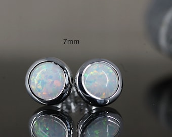 925 Silber OPAL Ohrstecker | 925er silberner OPAL Ohrstecker