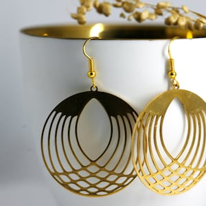 Gold Round Geometric Earrings | gold plated earrings | minimalist