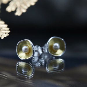 925 silver stud earrings with pearl 925 gold-plated silver stud earrings image 8
