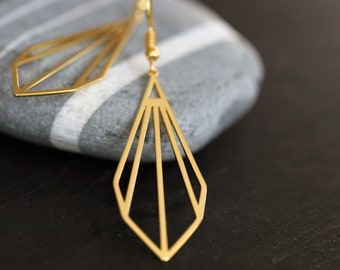 Goldene geometrische Ohrringe | vergoldete Messing Ohrhänger | minimalistisch