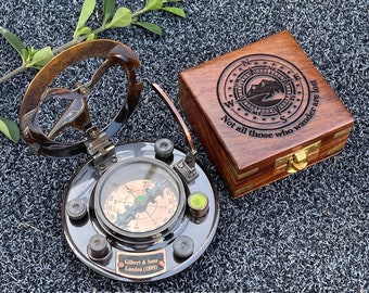 Compass, Personalized Engraved Sundial Functional Working Compass, Fathers Day Gift, Dad gift, Anniversary Gift, Son gift, Mother's day gift