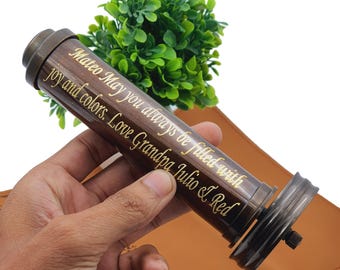 Personalized Kaleidoscope - Brass Kaleidoscope - Personalized Gift For kids, Birthday Gift, Gift for Son, Multicolored Kaleidoscope Gift