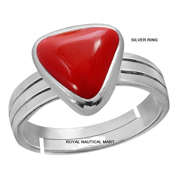 moonga stone in silver ring