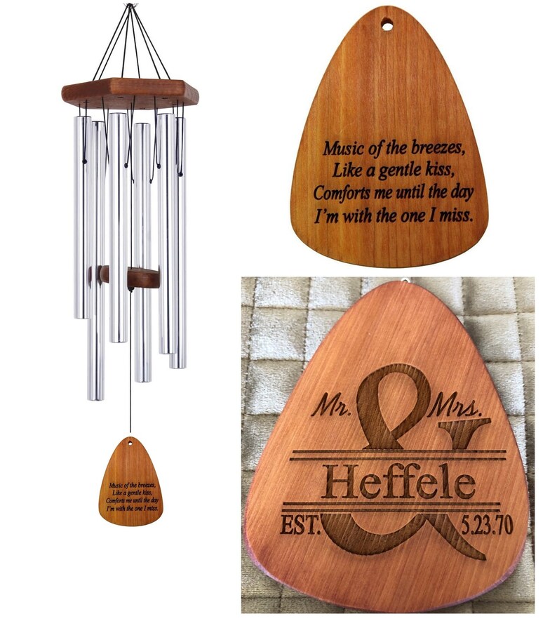 Wind Chime Personalized Memorial Wind Chime Engraved Memorial Etsy