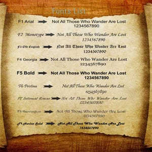 Font List 
please choice Font Number like F4 Georgia