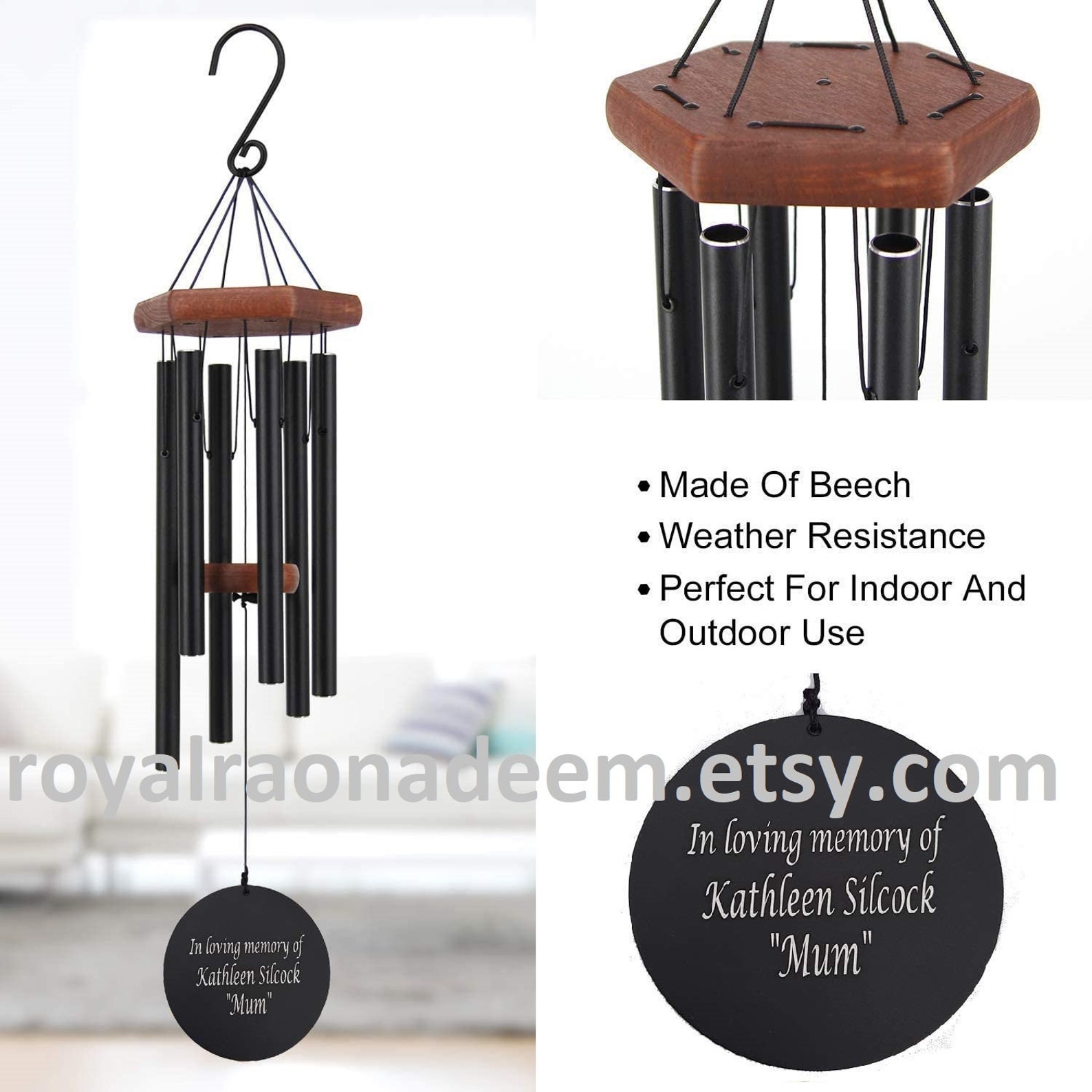 Wind Chime Personalized Wind Chimes Engraved Wind Chime Etsy