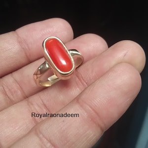 Coral Gemstone Ashtdhatu Ring / Lab certified Natural Red Coral Silver Adjustable Ring / Coral Cooper Ring / Moonga Gemstone Ring