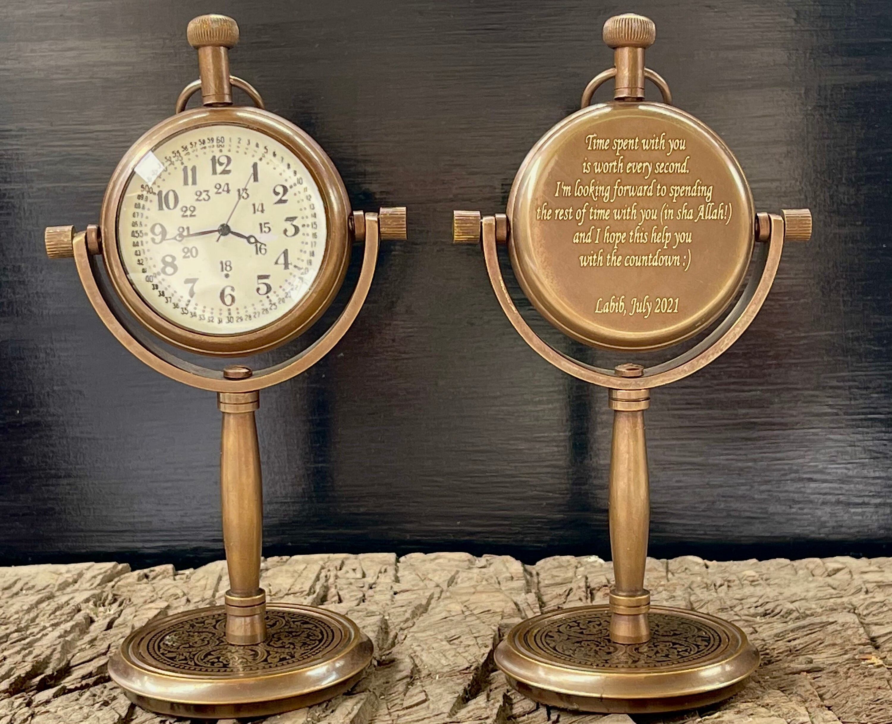 Personalized Table Clock Christmas Gift Engraved Antique Etsy