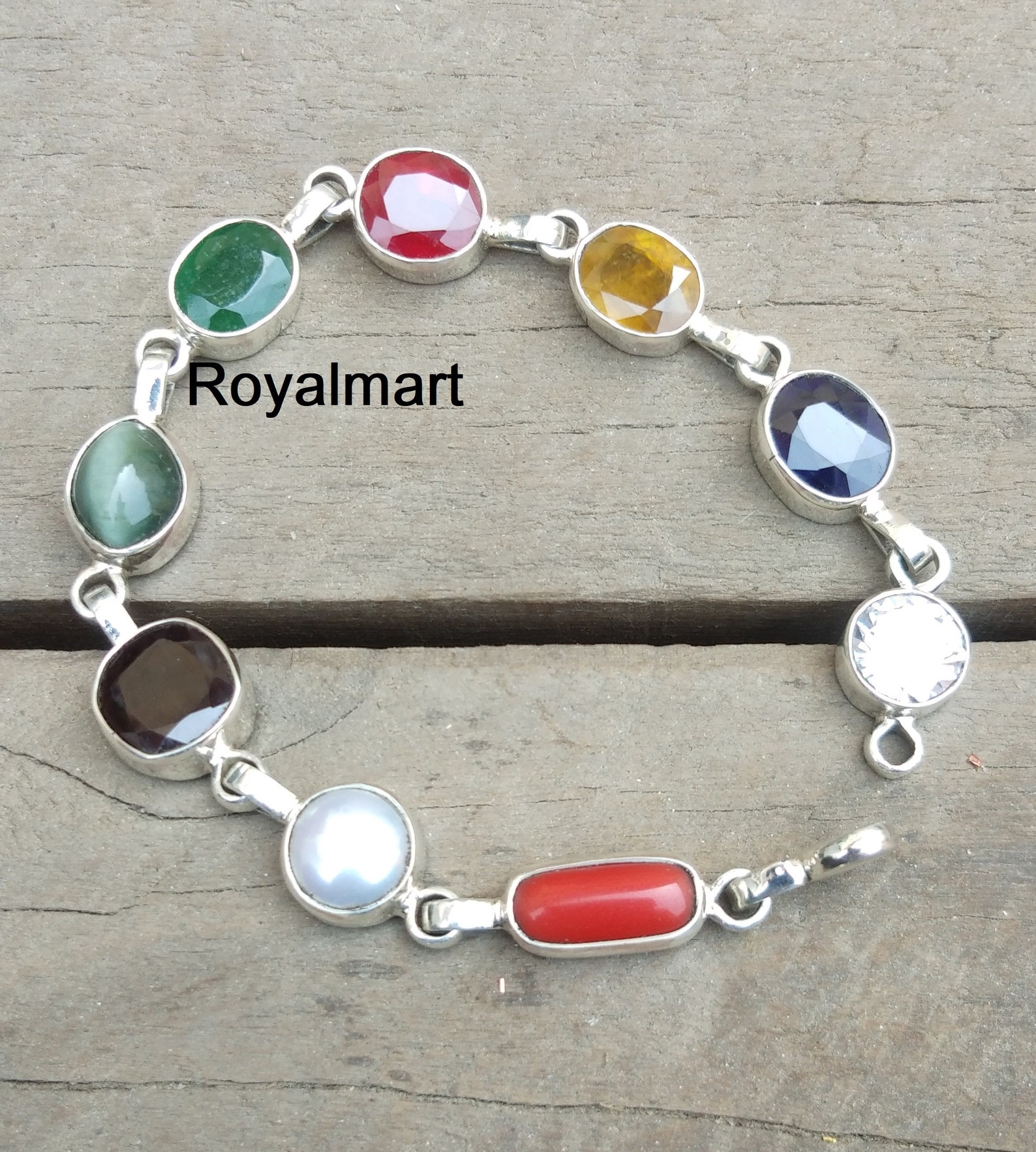 Natural Navratna Gemstone Bracelet Genuine Navratna Etsy