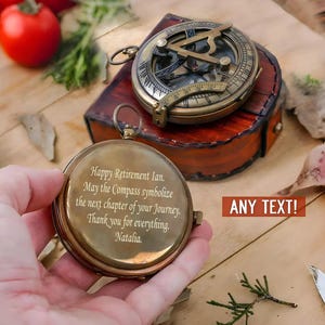 Retirement Gift, Personalized Retirement Gift, Army Retirement Gift, Engraved Retirement Gift for Men Working Antique compass, Brass Compass