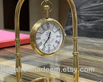 Battery-Powered Desktop Clocks Jionshei Vintage Table Clock Metal Retro Clock Home and Desktop Creative Decorative Desk Clock Color : Gold