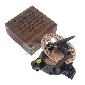 Christmas Gift, Personalized Compass Engraved Working Sundial Brass and Cooper Compass, Anniversary Gift, Husband Gifts, Valentines Day Gift