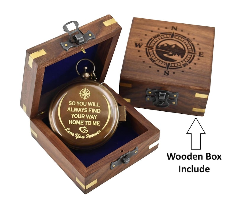 Personalized Compass, Engraved Working Brass Compass, Custom Compass, son gift, Husband Anniversary Wedding gift, Couples Gift, Mom Dad gift zdjęcie 14