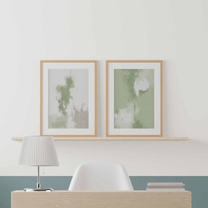 Minimalist Modern Simple Gallery Art Set of 2 Sage Green Simple Abstract Art Boho Farmhouse Decor Minimalist Brush Strokes Digital Download