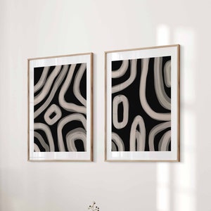 Modern Minimal Neutral Gallery Wall Art Set of 2 Black and Beige ...