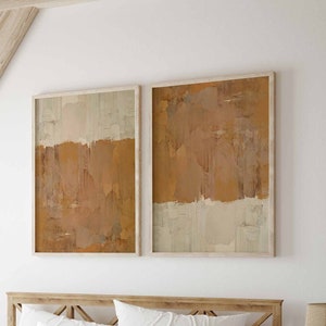 Modern Simple Earth Tone Wall Art, Set of 2 Abstract Art, Minimalistic ...