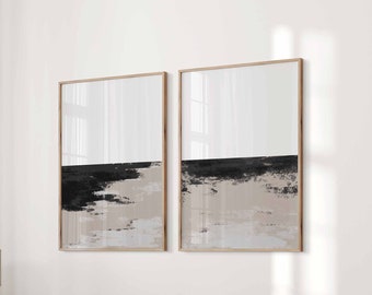 Minimalist Modern Gallery Wall Art Set of 3 Abstract Art Black and White Prints Minimalist Bedroom Decor, Beach House Digital Print Download