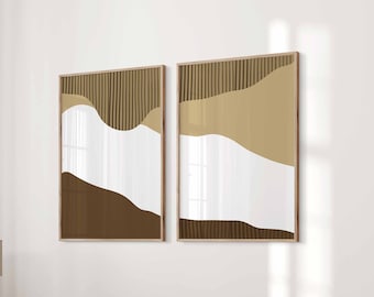 Printable Abstract Set, Abstract Bedroom Print, Boho Wall Decor, Boho Prints, Cottagecore Decor, Digital Print Download, Neutral Art Print