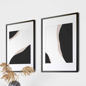 Set Of 2 Abstract Art Modern Minimal Gallery Wall Art Black And White Prints Minimalist Bedroom Decor Wall For Living Room Poster Print
