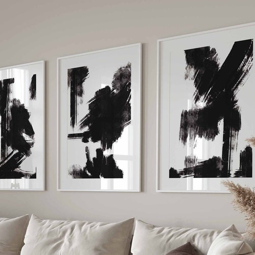 Bedroom Wall Art Black and White Wall Art 3 Piece Art Etsy
