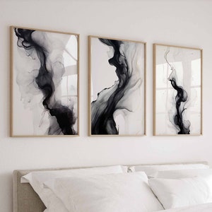 Moderne eenvoudige minimale galerij Wall Art Set van 3 zwart-wit eenvoudige abstracte kunst slaapkamer muur decor moderne Home decor afdrukbare digitaal