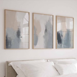 Conjunto de impressão de arte abstrata para impressão, galeria de arte de parede moderna, neutra e abstrata, conjunto de 3 impressões nórdicas, arte abstrata simples, Japandi Abstract