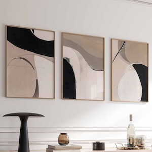 Modern Neutral Art Beige Wall Art Abstract Gallery Wall Art Set of 3 Printable Wall Art Bedroom Prints Neutral Nordic Prints Digital Art
