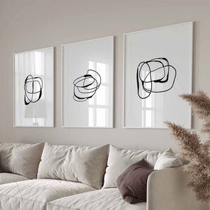 Modern Simple Minimal Gallery Wall Art Set of 3 Black and White Simple ...