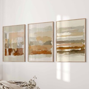 Modern Neutral Abstract Gallery Wall Art Set of 3 Beige Earth Tone ...