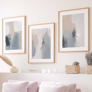 Neutral Abstract Wall Art Printable Wall Art Set of 3 Modern Living Room Wall Art Modern Minimal Art Brush Strokes Art Digital Download Art