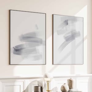 Modern Abstract Art Grey White Wall Art Set of 2 Living Room Art Office Abstract Art for Home Decor Art Printable Digital Art Prints Modern