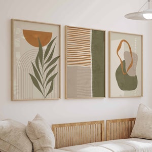 Modern Minimal Gallery Art Prints Set de 3 Abstract Art Earth Tones Wall Art Minimalist Dormitorio Decor Modern Line Drawing, Imprimible