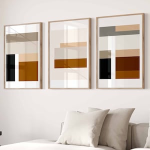 Modern Geometric Art Print Set of 3 Terracotta Wall Art Geometric Wall Art Abstract Art Deco Wall Art Midcentury Prints DIGITAL DOWNLOAD