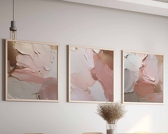 Modern Minimalistic Beige Home Decor Printable 3 Piece Wall Art Print Set Neutral Apartment Decor Beige Brown Bedroom Prints Abstract Art
