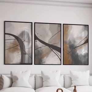 Modern Neutral Art Gallery Wall Art Set of 3 Farmhouse Prints Bedroom Wall Art Geometric Prints Nordic Prints Printable Digital Art Download