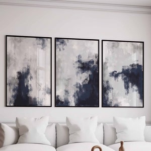 Set of 3 Printable Wall Art, Navy Blue wall art, Blue Wall Art, Abstract Art, Minimalist Poster, Printable art, Modern Wall Art, 3 Piece Art