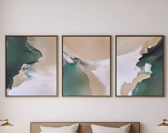 Modern Abstract Wall Art Set of 3 Digital Prints Earth Tones Prints Modern Home Decor Art Coastal Prints Printable Wall Art Bedroom Prints