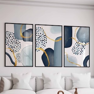 Set van 3 afdrukbare muurkunst marineblauwe muurkunst ombre aquarel afdrukbare abstracte kunst minimalistische poster print muurkunst woonkamer