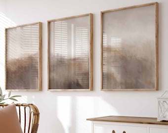 Neutral Abstract Gallery Art Prints Set of 3 Beige Wall Art Earth Tones Art Modern Minimalist Abstract Art Brush Strokes Modern Minimal Art