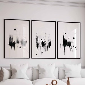 3 Stück Kunstdrucke, Abstrakte Poster Set, Schlafzimmer Wandkunst, Moderne Wandkunst, Esszimmer Kunst, Schwarz Weiß Minimalistisch Zeitgenössisch